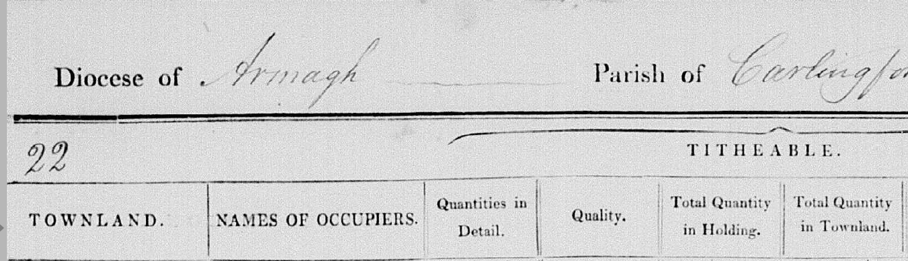 1833 TAB for Templetown Townland