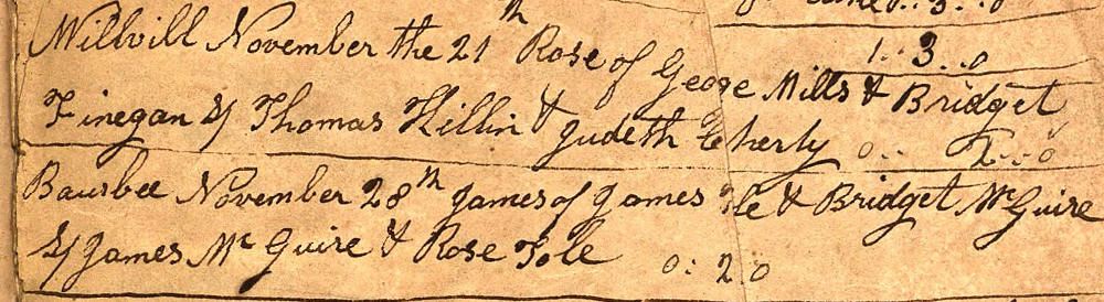 1841 to 1844-Old mixed up entries in Cooley Parish Register